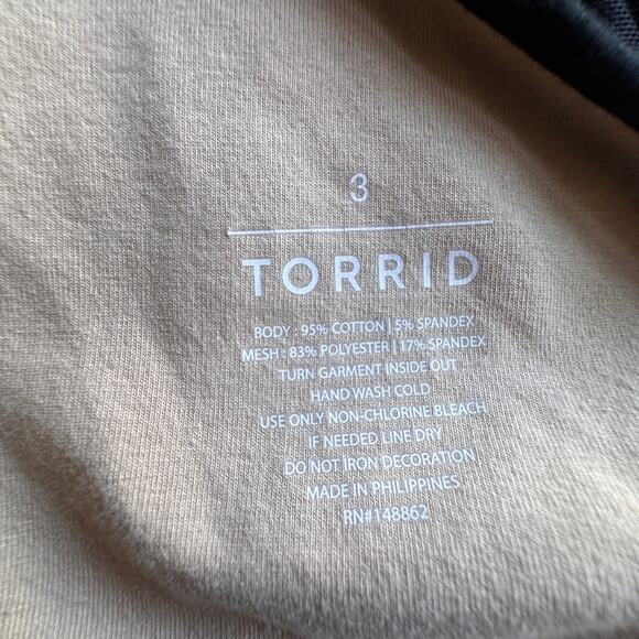 Torrid Black Mesh Top One Shoulder Contrast Lining Foxy Blouse Size 3 22-24 - Picture 4 of 6